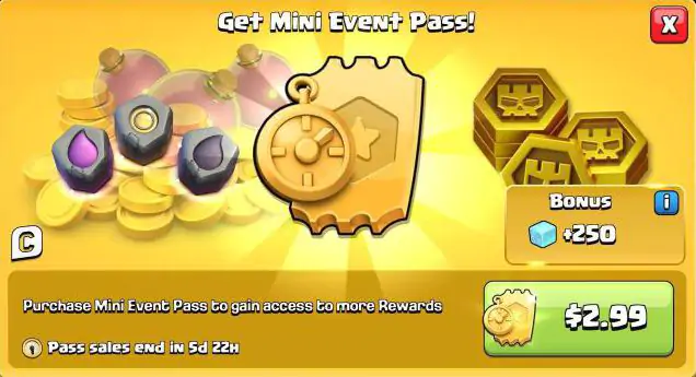 Mini Event Pass Clash Of Clans 2.99$